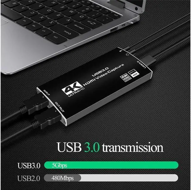 Alt view image 3 of 7 - Upgraded 1080P 60fps 4K@60hz HDMI Video Capture Device Video Capture Card Dongle HDMI-compatible to USB 3.0 Support HDR, EDID, HDCP2.2 for Game Record Live Streaming Broadcast