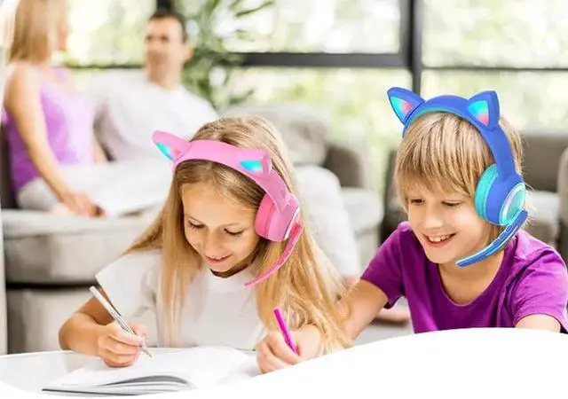 Alt view image 4 of 7 - Gemdeck Kids Headphones for School, Volume Control Foldable and Adjustable On-Ear Headphones Blue