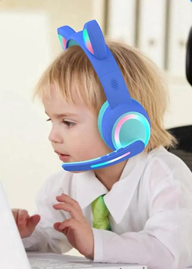 Alt view image 2 of 7 - Gemdeck Kids Headphones for School, Volume Control Foldable and Adjustable On-Ear Headphones Blue