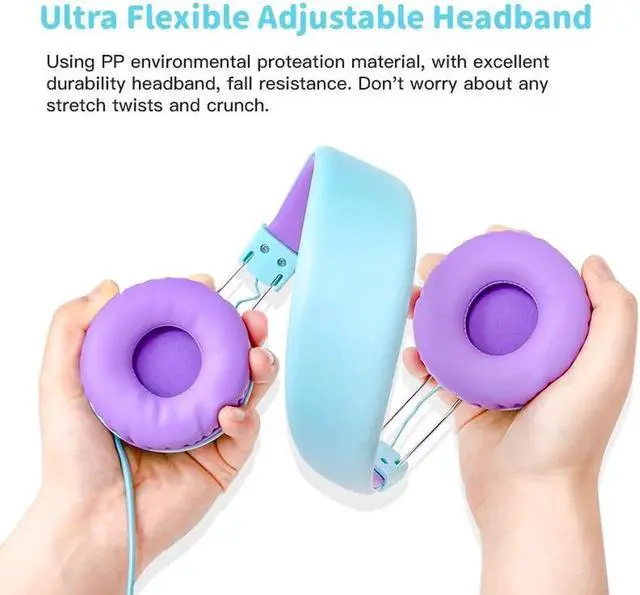 Alt view image 4 of 5 - Gemdeck Kids Headphones Wired with Microphone, Portable Headphones Stereo Sound Foldable Headset Blue