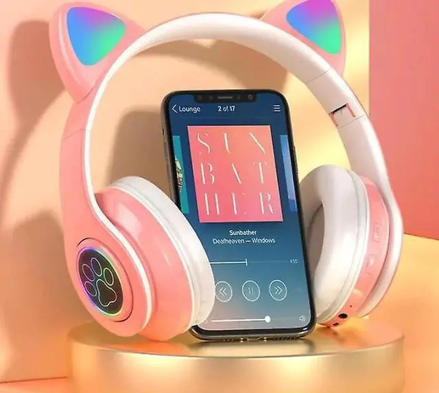 Alt view image 4 of 7 - Gemdeck Cat Ear Bluetooth Headset Luminous Cat Ear Wireless Headset Pluggable Cable White