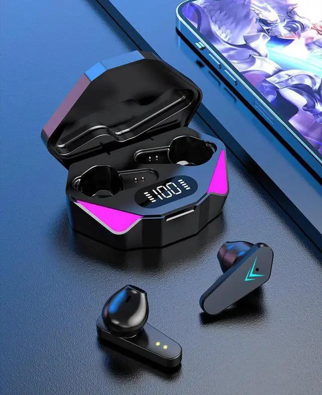 Alt view image 4 of 7 - Gemdeck Bluetooth Headphones True Wireless Earbuds LED Power Display Headphones with Wireless Charging Case
