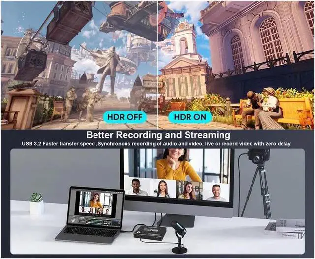 Alt view image 3 of 7 - 4K 60FPS Audio Video Capture Card,HDMI USB 3.2 Capture Adapter Video Converter 4K 60fps for Video Game Recording Live Streaming Broadcasting,Support Nintendo Switch/Game Console/Phone