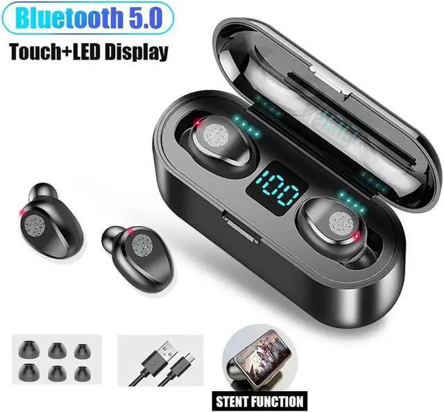 Alt view image 5 of 5 - Gemdeck Bluetooth Wireless Headphones In-Ear Earphones Earbuds With Led Display Black