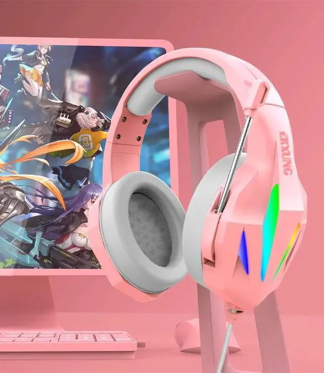 Alt view image 2 of 7 - Aomoproing  Gemdeck PC Gaming Headset Over-Ear Gaming Headphones with Mic LED Light Noise Cancelling Red