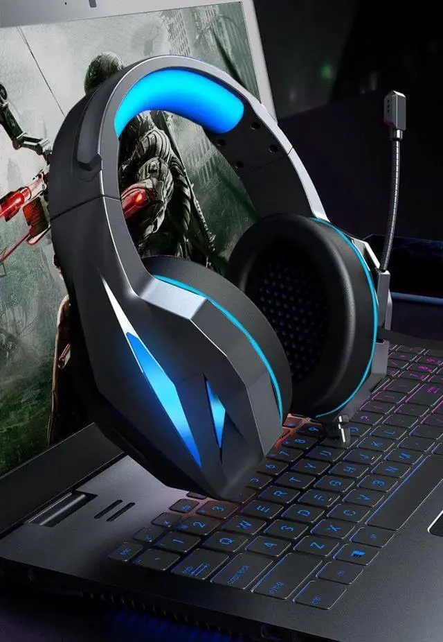 Alt view image 5 of 7 - Aomoproing  Gemdeck PC Gaming Headset Over-Ear Gaming Headphones with Mic LED Light Noise Cancelling Red