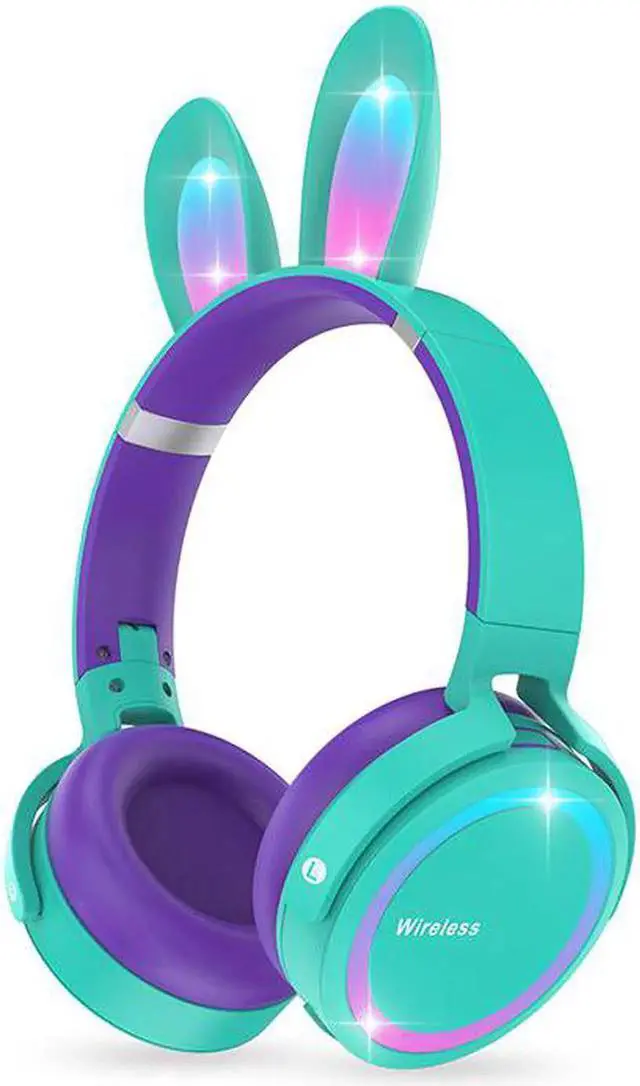 Main image of Gemdeck Headphones with LED Illuminated Rabbit Ears Audio Headphones Green