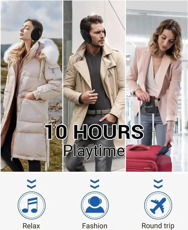 Alt view image 4 of 6 - Gemdeck Bluetooth Ear Warmers Ear Muffs Earmuffs Built-in HD Speakers for Winter