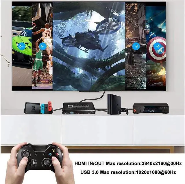 Alt view image 3 of 6 - 4x1 HDMI Video Capture Card Seamless Switch, 4K@30Hz HDMI to USB3.0 Capture Card,Game Capture Card for Live Streaming/Video Recording/Screen Sharing/Game Playing, Recording