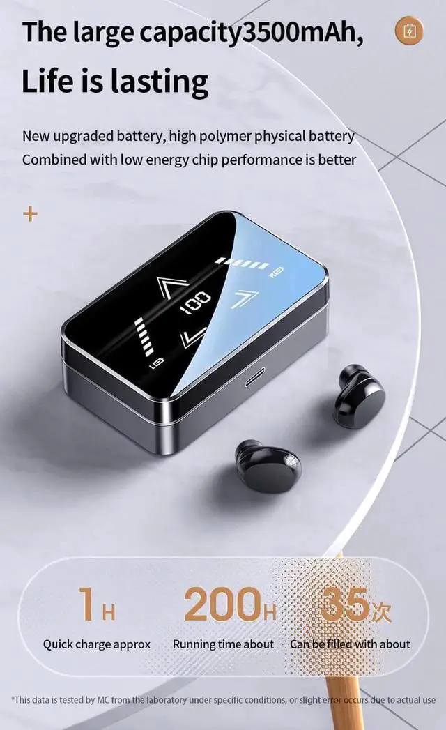 Alt view image 3 of 5 - Gemdeck Wireless Headphones Wireless Earbuds Bluetooth 5.2 Earphones Headset White