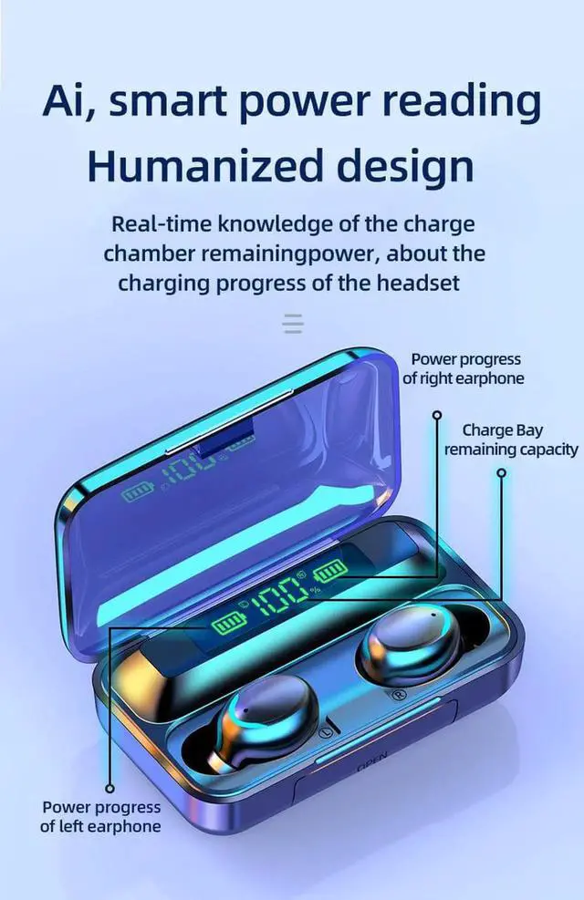 Alt view image 3 of 7 - Gemdeck Bluetooth Headphones Wireless Earbuds Touch Control with LED Charging Case