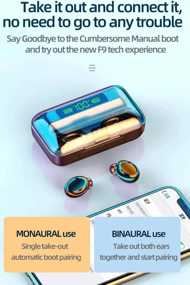 Alt view image 6 of 7 - Gemdeck Bluetooth Headphones Wireless Earbuds Touch Control with LED Charging Case