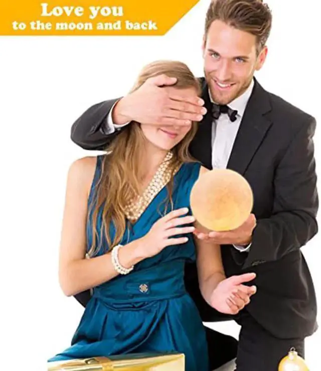 Alt view image 3 of 6 - Gemdeck Moon Lamp, LOGROTATE 16 Colors LED Night Light 3D Printing Moon Light with Stand & Remote/Touch Control and USB Rechargeable 12cm