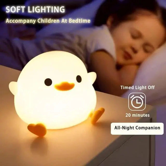 Alt view image 3 of 6 - Gemdeck Cute Duck Night Light, Animal Silicone Nursery Rechargeable Table Lamp Bedside Lamp with Touch Sensor