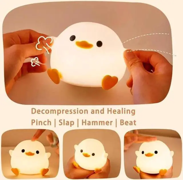 Alt view image 2 of 6 - Gemdeck Cute Duck Night Light, Animal Silicone Nursery Rechargeable Table Lamp Bedside Lamp with Touch Sensor