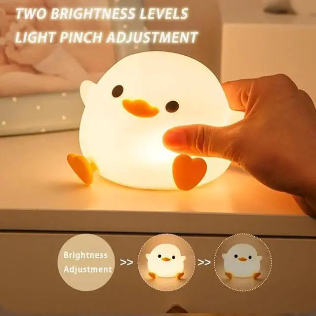 Alt view image 4 of 6 - Gemdeck Cute Duck Night Light, Animal Silicone Nursery Rechargeable Table Lamp Bedside Lamp with Touch Sensor