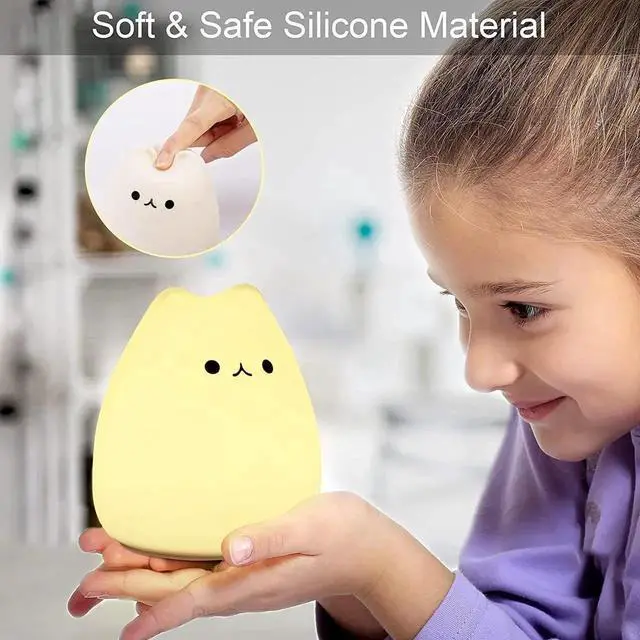 Alt view image 6 of 7 - Gemdeck LED Cat Night Light, Battery Powered Silicone Cute Cat Nursery Lights with 7-Color