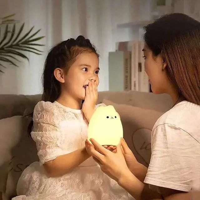 Alt view image 7 of 7 - Gemdeck LED Cat Night Light, Battery Powered Silicone Cute Cat Nursery Lights with 7-Color