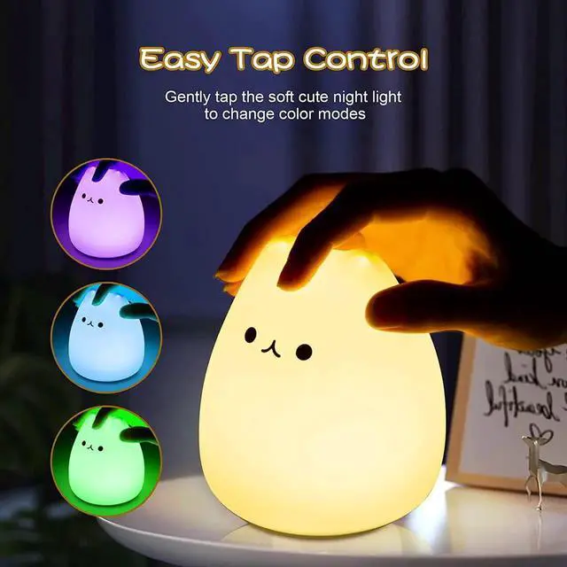 Alt view image 4 of 7 - Gemdeck LED Cat Night Light, Battery Powered Silicone Cute Cat Nursery Lights with 7-Color