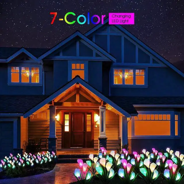 Alt view image 5 of 7 - Gemdeck 4 Pack Solar Garden Calla Flowers Lights, LED Soalr Outdoor Lights Decor