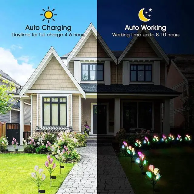 Alt view image 6 of 7 - Gemdeck 4 Pack Solar Garden Calla Flowers Lights, LED Soalr Outdoor Lights Decor