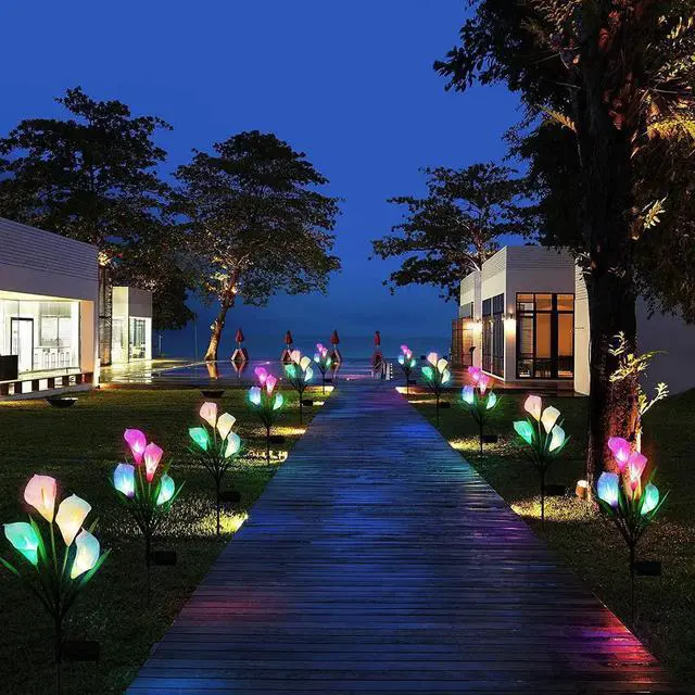 Alt view image 3 of 7 - Gemdeck 4 Pack Solar Garden Calla Flowers Lights, LED Soalr Outdoor Lights Decor