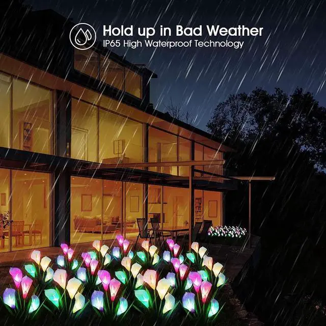 Alt view image 7 of 7 - Gemdeck 4 Pack Solar Garden Calla Flowers Lights, LED Soalr Outdoor Lights Decor
