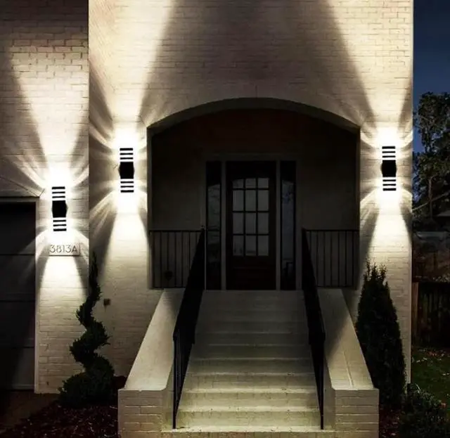 Alt view image 4 of 5 - Gemdeck Waterproof LED Square Up and Down Lights Outdoor Wall Mount Light, 3-Layer Black Modern Outdoor Lights for House