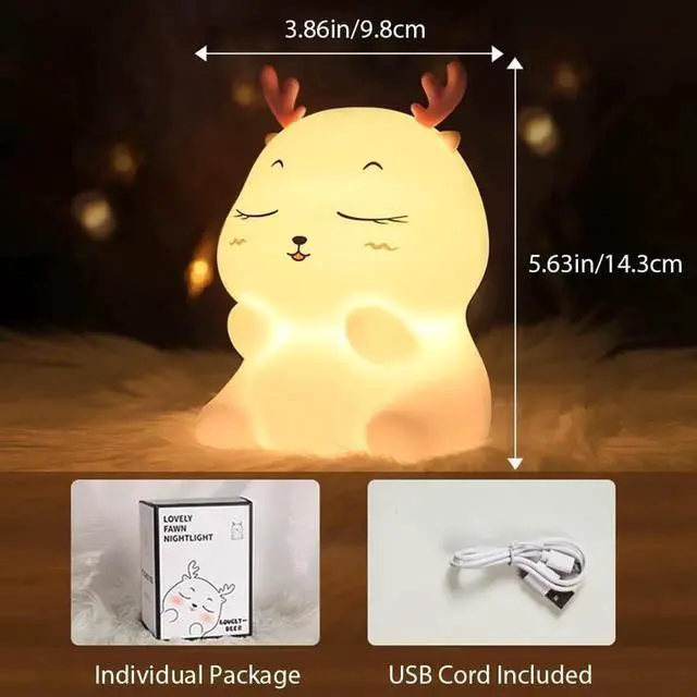 Alt view image 2 of 7 - Gemdeck Cute Deer Night Light Lamp for Kid, Mins Timer, 7 Colors Portable Nursery Night Lights for Bedroom