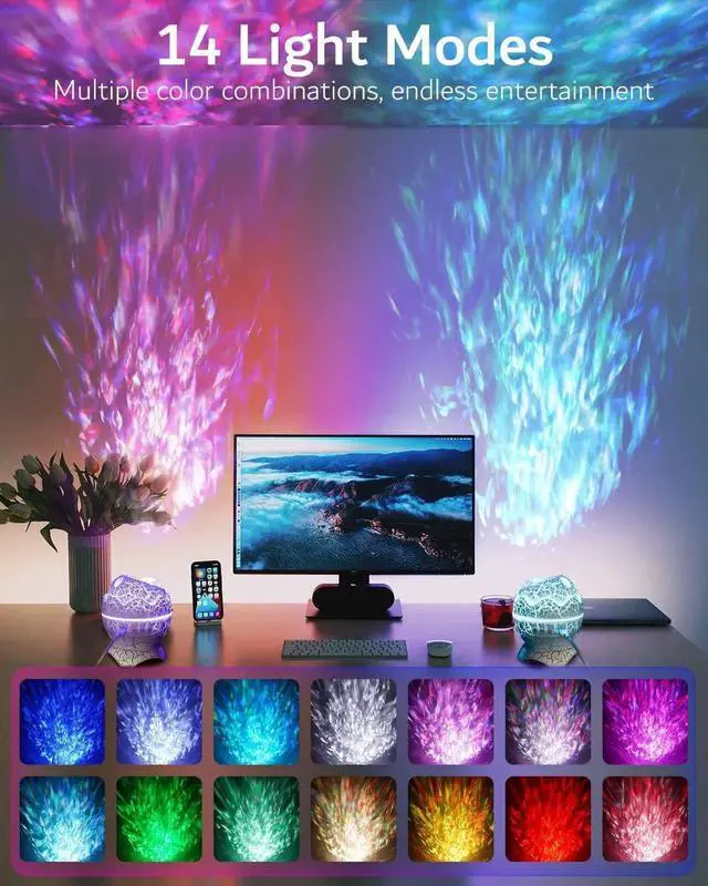 Alt view image 5 of 6 - Gemdeck Dinosaur Eggs Galaxy Star Projector, Bluetooth Nebula LED Star Light Projector for Bedroom Home Ceiling Decor Party