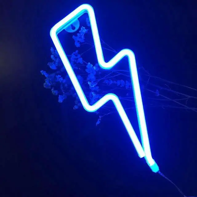 Alt view image 5 of 5 - Gemdeck Blue Lightning Neon Light,LED Lightning Sign Shaped Decor Light,Wall Decor