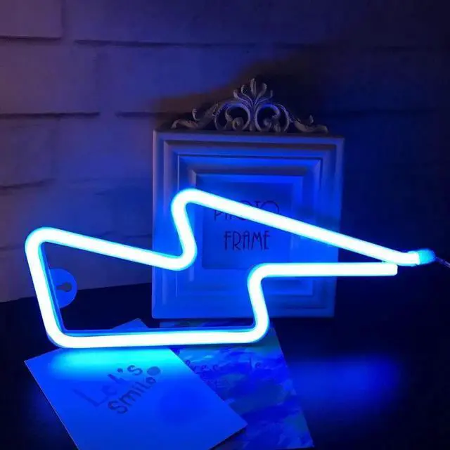 Alt view image 3 of 5 - Gemdeck Blue Lightning Neon Light,LED Lightning Sign Shaped Decor Light,Wall Decor