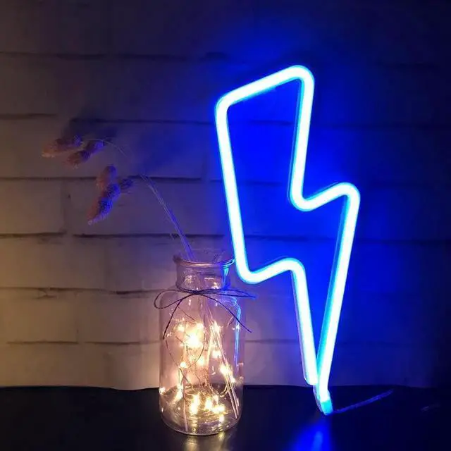 Alt view image 4 of 5 - Gemdeck Blue Lightning Neon Light,LED Lightning Sign Shaped Decor Light,Wall Decor