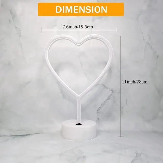 Alt view image 2 of 6 - Gemdeck Neon Heart Light Heart Neon Sign Pink Heart Led Light with Base