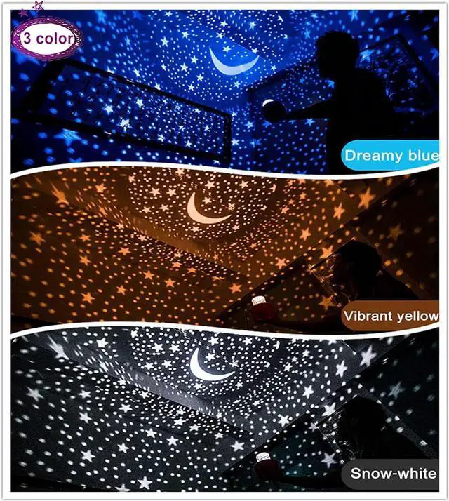 Alt view image 2 of 7 - Gemdeck Remote Control and Timer Design Seabed Starry Sky Rotating LED Star Projector for Bedroom, Night Light for Kids, Night Color Moon Lamp