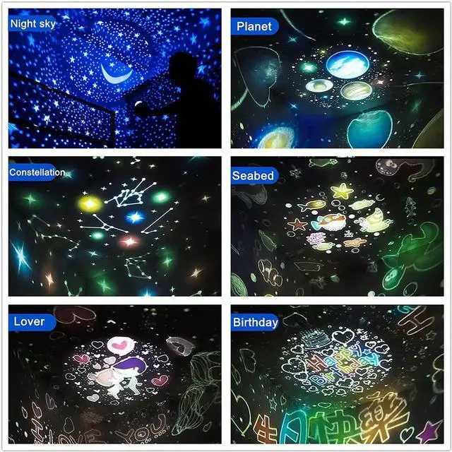Alt view image 4 of 7 - Gemdeck Remote Control and Timer Design Seabed Starry Sky Rotating LED Star Projector for Bedroom, Night Light for Kids, Night Color Moon Lamp