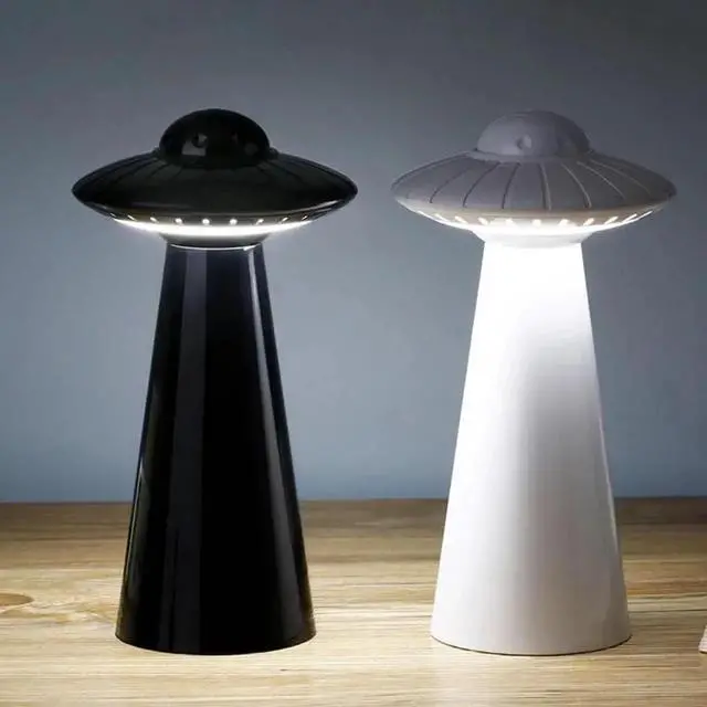 Main image of Gemdeck Flying Saucer LED Table Lamp Eye Protection USB Rechargeable Dimming Atmosphere Light Reading Night Light Bedside Decor Black