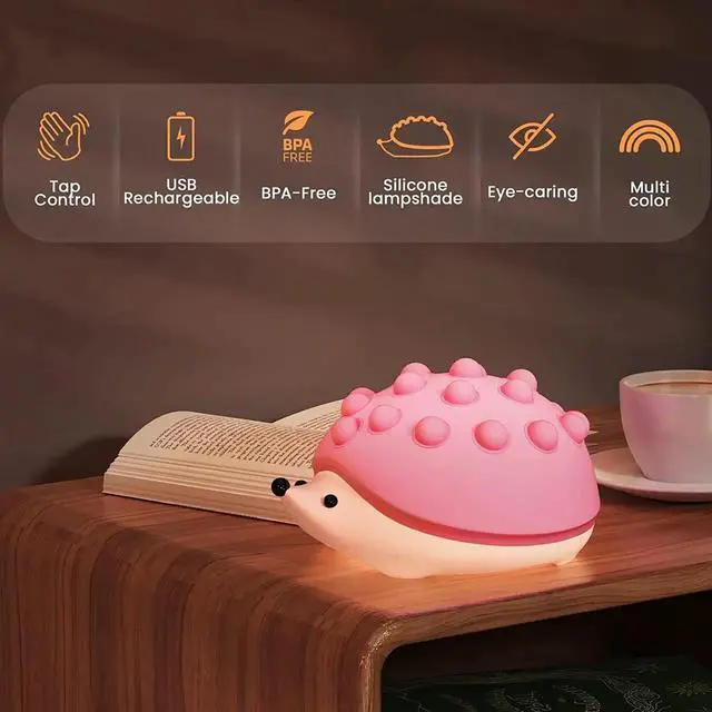 Alt view image 3 of 5 - Gemdeck Silicone Hedgehog Night Light, Night Light for Kids Room ,Silicone Touch Lamp