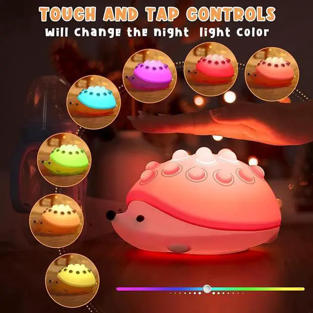 Alt view image 5 of 5 - Gemdeck Silicone Hedgehog Night Light, Night Light for Kids Room ,Silicone Touch Lamp