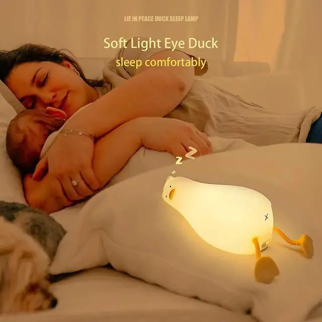 Alt view image 6 of 6 - Gemdeck Lying Flat Duck Night Light, LED Squishy Duck Lamp, Silicone Dimmable Nightlight