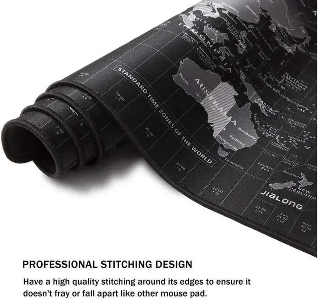 Alt view image 6 of 7 - XXX-Large Gaming Mouse Pad / Mat with Smooth Surface and Stitched Edges Non-Slip Rubber Base Extended Game Mouse Mat| World Map (900×400×2mm)