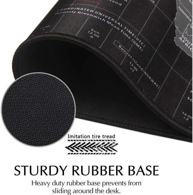 Alt view image 7 of 7 - XXX-Large Gaming Mouse Pad / Mat with Smooth Surface and Stitched Edges Non-Slip Rubber Base Extended Game Mouse Mat| World Map (900×400×2mm)
