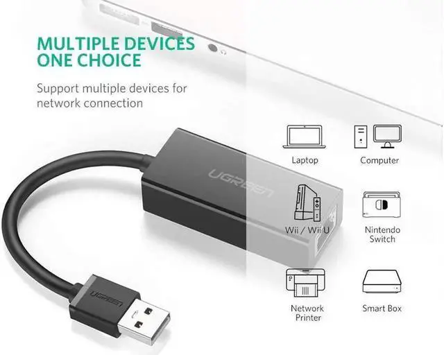 Alt view image 3 of 7 - Ethernet Adapter USB 2.0 to 10/100 Network RJ45 Lan Wired Adapter for Nintendo Switch,Wii,Wii U,Macbook,Chromebook, Windows 10,8.1,Mac OS,Surface Pro,Linux ASIX AX88772 Chipset (Black)