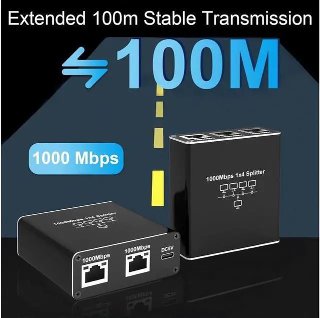Alt view image 3 of 7 - Gigabit Splitter Adapter,RJ45 Ethernet Splitter 1 to 4 Network Adapter(4 Devices Surf Internet Simultaneously) Works for Cat5e/Cat6/Cat7/Cat8 Connector LAN Internet