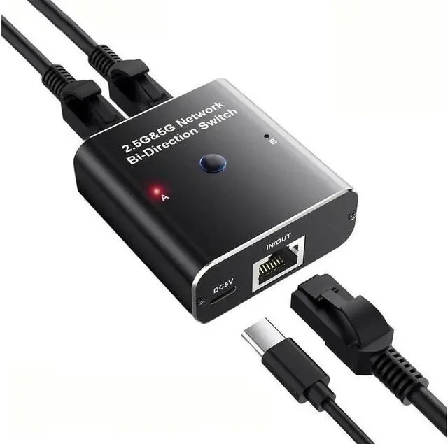 Main image of 2.5G/5G RJ45 Network Ethernet Bi-Directional Switch Adapter, Ethernet Selector Suitable Super Cat5-8, Cmpatible with ADSL, Hubs, TVs, Set-top Boxes, Routers, Wireless Devices, Computers