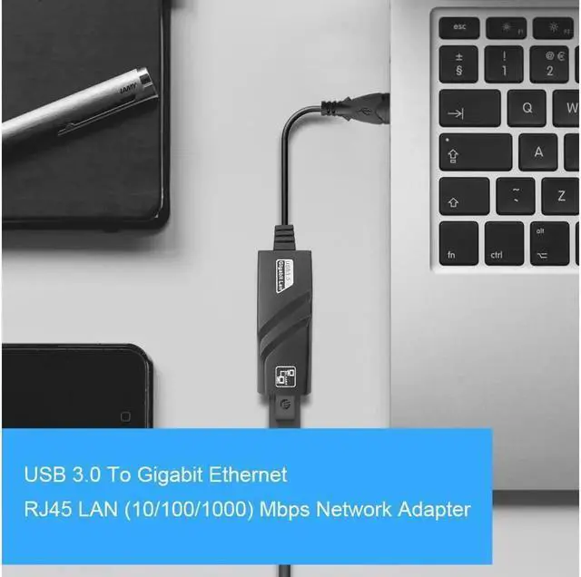 Alt view image 7 of 7 - USB 3.0 TO Ethernet USB Hub Supporting RJ45 10/100/1000 Mbps Ethernet Network USB Hub Compatible with iMac Macbook Microsoft Surface Tablet Laptop PC Computer