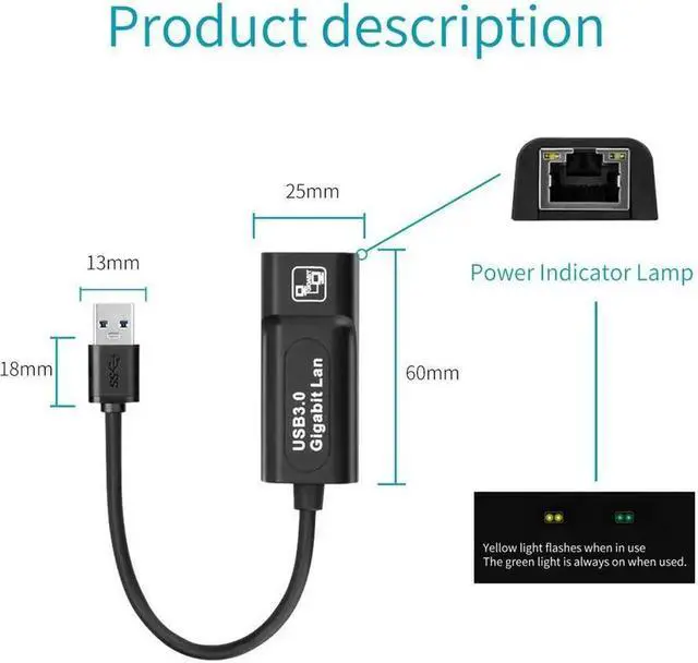 Alt view image 6 of 7 - USB 3.0 TO Ethernet USB Hub Supporting RJ45 10/100/1000 Mbps Ethernet Network USB Hub Compatible with iMac Macbook Microsoft Surface Tablet Laptop PC Computer