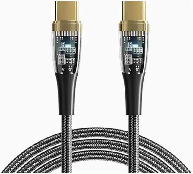 Main image of USB C to USB C Cable (1-Pack, 3.3ft), 100W 5A USB C Cable Transparent Shell, Type C Charger Cable Fast Charging for MacBook Pro, iPad Pro Air Mini, Samsung Galaxy S23/22/Z Fold/Z Flip, Pixel