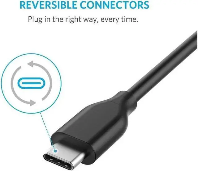Alt view image 3 of 7 - Powerline USB-C to USB 3.0 Cable (2Pack, 6ft) with 56k Ohm Pull-up Resistor for USB Type-C Devices Including Samsung Galaxy S8, S8+, MacBook, Google Pixel, Nexus 6P, LG V20 G5