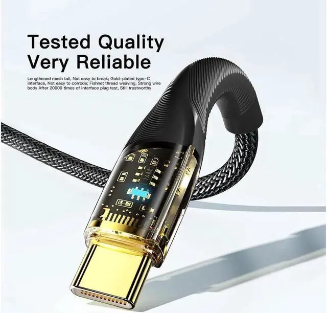 Alt view image 4 of 7 - [3.3ft, 1-pack] USB A to USB C Cable Transparent E-Marker PD 100W 7A Fast Charging 480Mbps Data Transmission Type C Cable for MacBook Pro, Samsung Galaxy, iPad and More